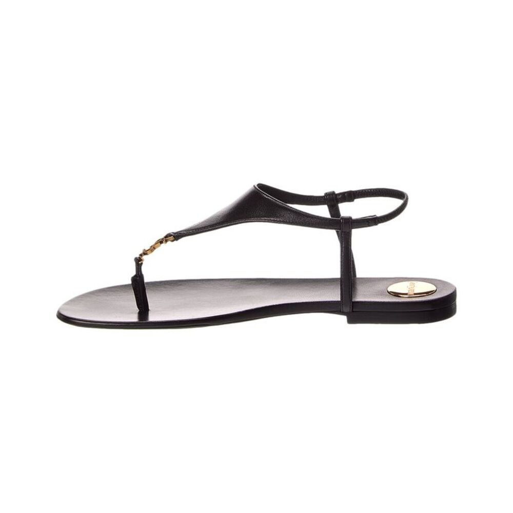 Saint Laurent Cassandre Leather Sandal, Black - Picture 2 of 5